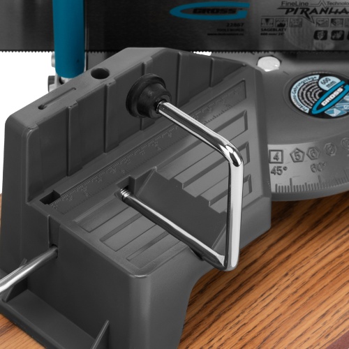 Стусло прецизионное, двухплоскостное, пила 600 мм, две прижимные струбцины, ограничительный упор Gross фото 10