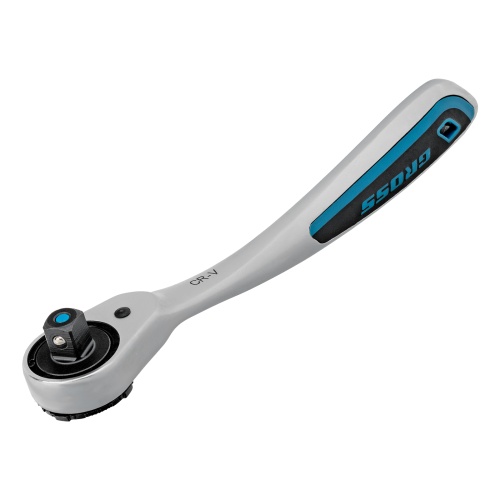 Ключ-трещотка 1/2", CrV, 120 зубьев, с быстрым сбросом, цельнометаллический, хром Gross фото 2