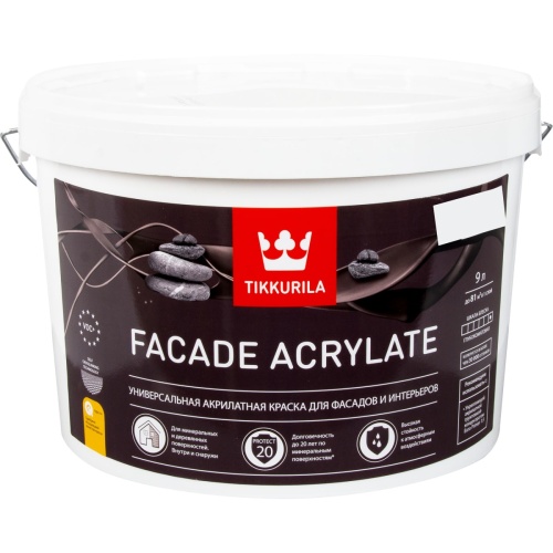 Краска фасадная Tikkurila Facade Acrylate белая 9 л Краска фасадная Tikkurila Facade Acrylate белая 9 л