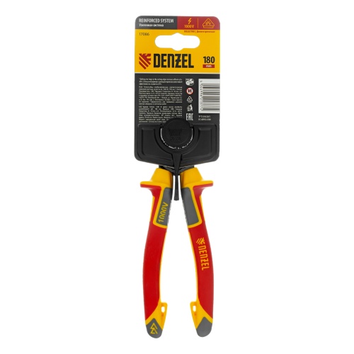 Плоскогубцы комбинированные, диэлектрические трехкомпонентные рукоятки до 1000 В, 180 мм Denzel фото 7