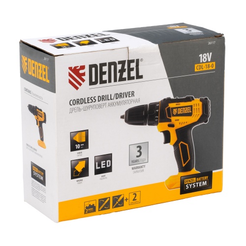 Дрель-шуруповерт аккумуляторная CDL-18-0, Li-Ion, 18 В Denzel фото 21