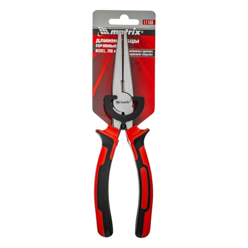 Длинногубцы прямые Nickel, 200 мм, никелированные, двухкомпонентные рукоятки Matrix фото 6