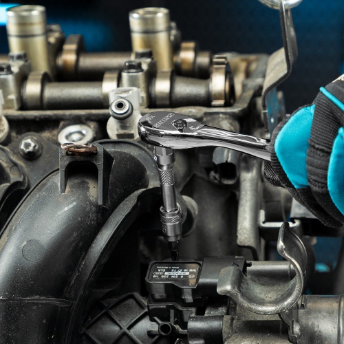 Ключ-трещотка 1/4", CrV, 90 зубьев, усиленный, хром Gross фото 10