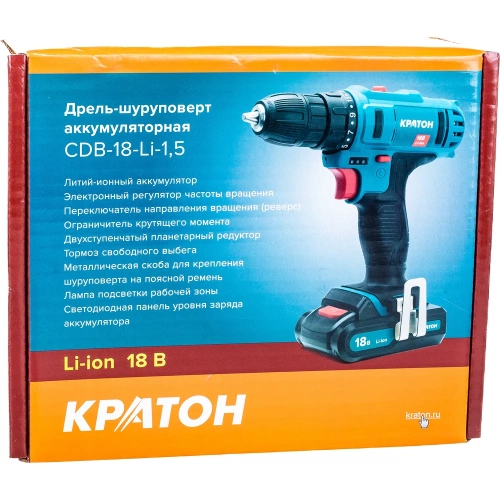 Аккумуляторная дрель-шуруповерт Кратон CDB-18-Li-1,5 3 11 01 060 фото 6 Аккумуляторная дрель-шуруповерт Кратон CDB-18-Li-1,5 3 11 01 060 фото 6