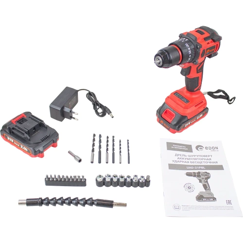 Аккумуляторная ударная бесщеточная дрель-шуруповерт EDON UAD-21PBL 27519 фото 11 Аккумуляторная ударная бесщеточная дрель-шуруповерт EDON UAD-21PBL 27519 фото 11