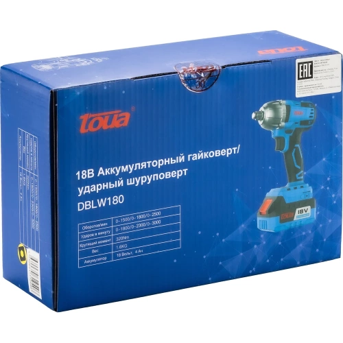 Импульсный аккумуляторный гайковерт TOUA DBLW180 18 В 1 АКБ + ЗУ DBLW180-1 фото 11 Импульсный аккумуляторный гайковерт TOUA DBLW180 18 В 1 АКБ + ЗУ DBLW180-1 фото 11