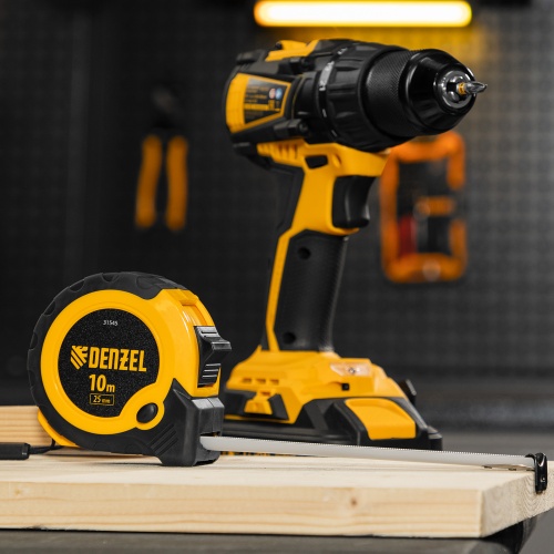 Рулетка 10м х 25мм, двухкомп. корпус, кнопка-пауза Denzel фото 9