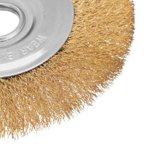 Щетка для УШМ, 150 мм, посадка 22.2 мм, плоская, латунированная витая проволока Matrix фото 4