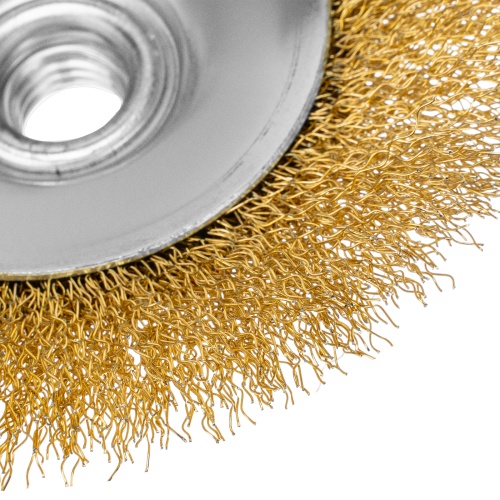 Щетка для УШМ, 125 мм, "Тарелка", витая нержавеющая проволока 0.3 мм, М14 Denzel фото 4