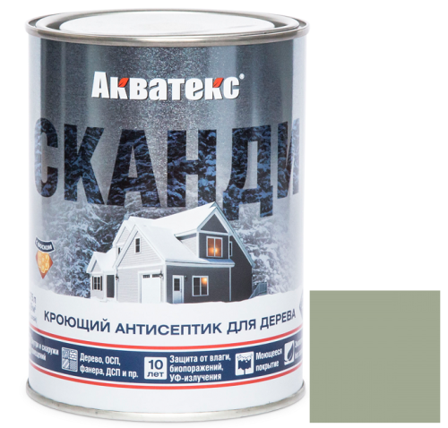 Антисептик акриловый кроющий для дерева Акватекс Сканди полуматовый Фьорд 0,75 л