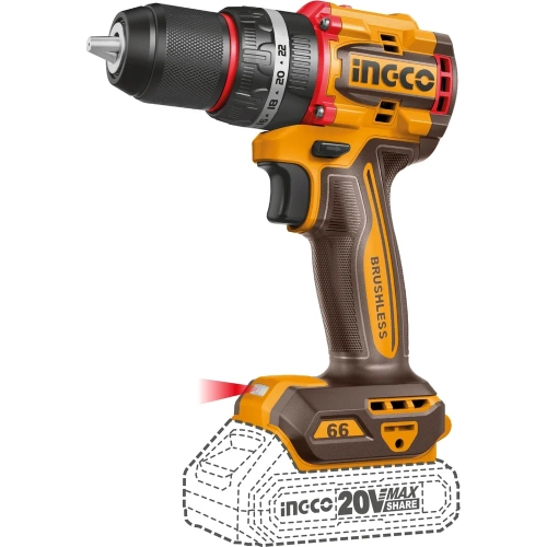 Аккумуляторный ударный шуруповерт INGCO 20B BL 66Hm 2хАКБ и ЗУ кейс INDUSTRIAL CIDLI20668