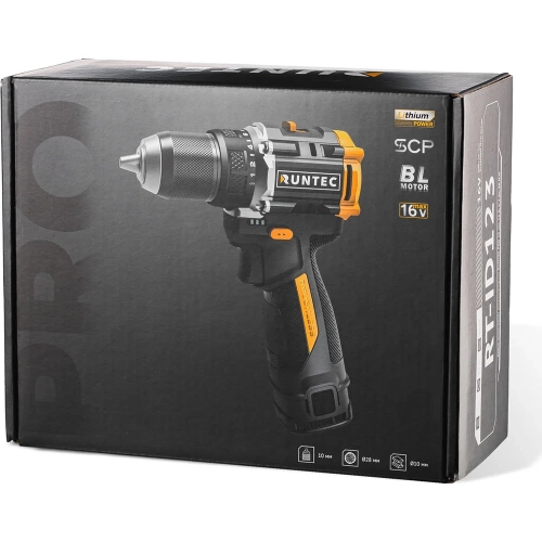 Дрель-шуруповерт аккумуляторная RUNTEC PRO 10 мм, 16В, 2*2Ач, 50Нм RT-ID123 фото 9
