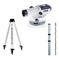Нивелир оптический Basis с поверкой + Рейка нивелирная телескопическая STAFF 3 + Штатив алюминиевый на клипсах Light ADA А00197_К1