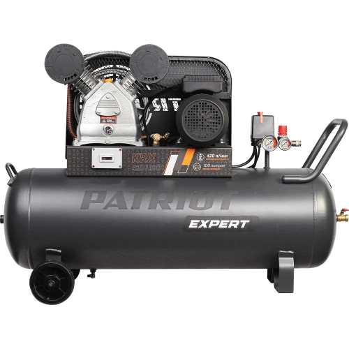 Компрессор Patriot KRX 420 L100, поршневой, ременной, масляный, 420 л/мин, 100 л, 10 бар, 2.2 кВт, 230 В 545302315 Компрессор Patriot KRX 420 L100, поршневой, ременной, масляный, 420 л/мин, 100 л, 10 бар, 2.2 кВт, 230 В 545302315