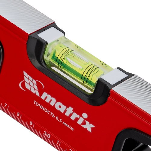 Уровень алюминиевый, фрезерованный, 3 глазка, рукоятки, 600 мм Matrix фото 4