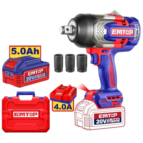 Гайковерт ударный аккумуляторный EMTOP ECIWL20135