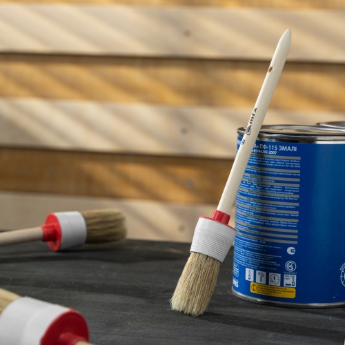 Кисть круглая № 6 (30 мм) натуральная щетина, деревянная ручка MTX фото 7