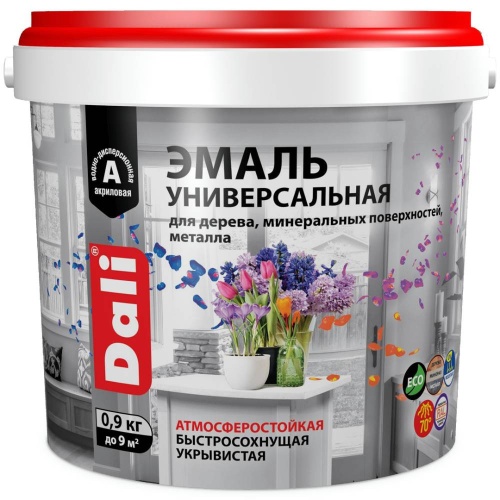 Эмаль универсальная акриловая Dali 80234 атмосферостойкая полуматовая база С 0,9 кг