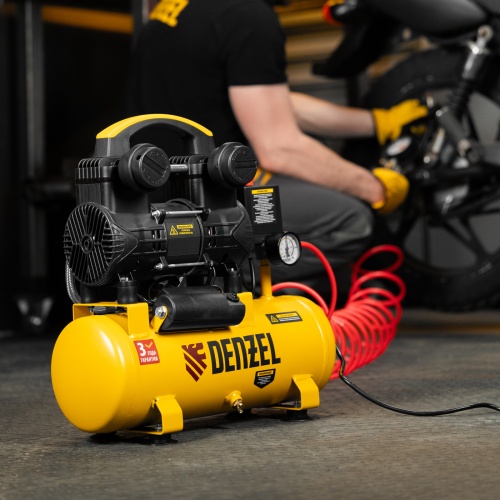 Компрессор безмасл. малошумный DLP-950/10, 950Вт,10 л, 2850 об/мин, 170 л/мин Denzel фото 24