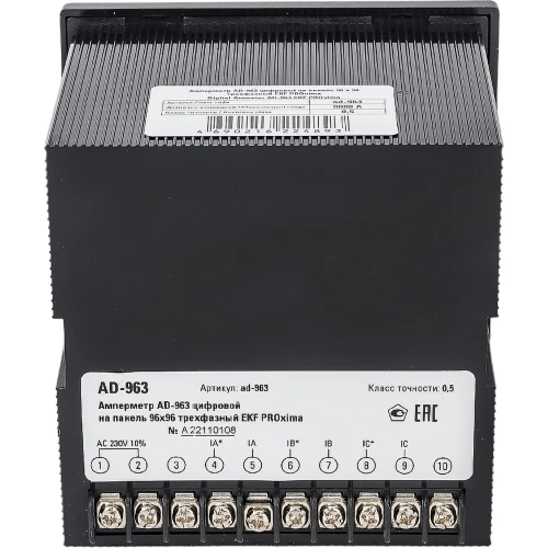 Трехфазный цифровой амперметр на панель EKF PROxima ad-963 фото 6 Трехфазный цифровой амперметр на панель EKF PROxima ad-963 фото 6