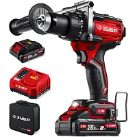 Бесщеточная дрель-шуруповерт, сумка ЗУБР 20 В, 165 Н·м, 2 АКБ LMS (2 А·ч) ДБ-165-22