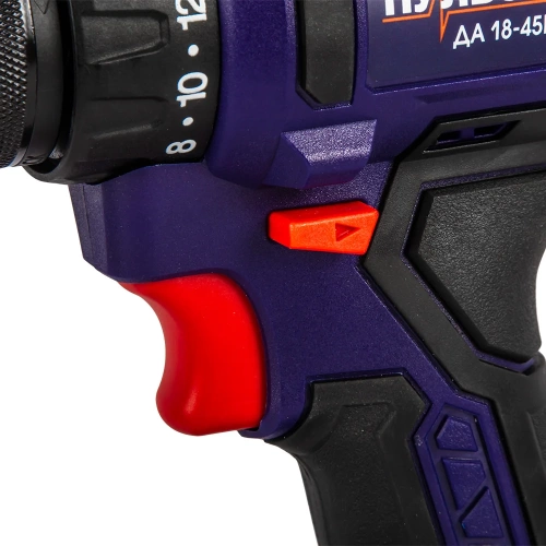 Аккумуляторная безударная дрель ПУЛЬСАР ДА 18-45Б 18 В, 45 Hm, Li-on, BL-мотор, 2,0 Ah, 2 аккумулятора, кейс 916-974 фото 5 Аккумуляторная безударная дрель ПУЛЬСАР ДА 18-45Б 18 В, 45 Hm, Li-on, BL-мотор, 2,0 Ah, 2 аккумулятора, кейс 916-974 фото 5