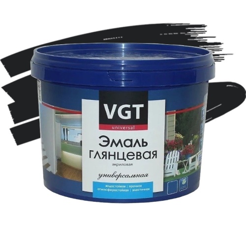 Эмаль универсальная VGT ВД-АК-1179 глянцевая черная 10 кг