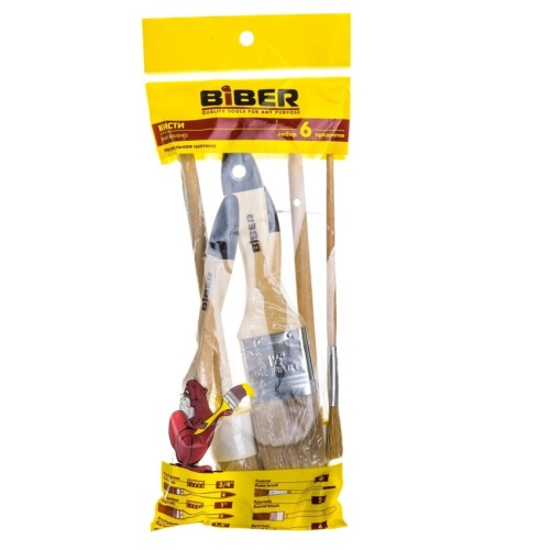 Набор кистей Biber 31403 флейцевые натуральная щетина 6 шт фото 3