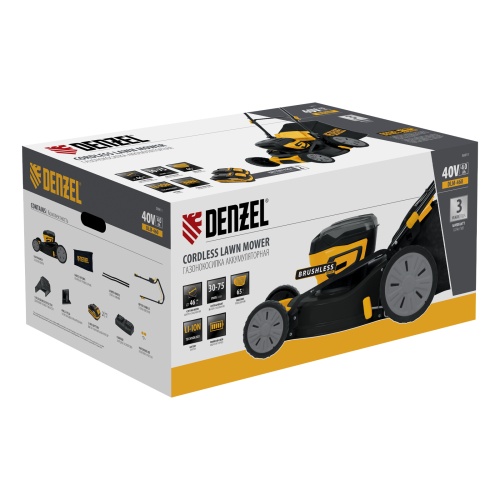 Газонокосилка аккумуляторная бесщет. DLM-460, 460 мм, травосб. 65 л., Li-Ion, 40 В Denzel фото 9