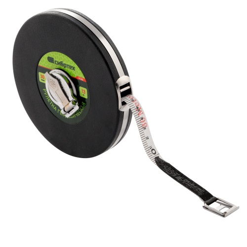 Рулетка геодезическая 30 м х 13 мм, закрытый корпус, фибергласовая лента Сибртех фото 2