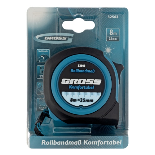 Рулетка Komfortabel 8 м х 25 мм,обрезиненный корпус Gross фото 7
