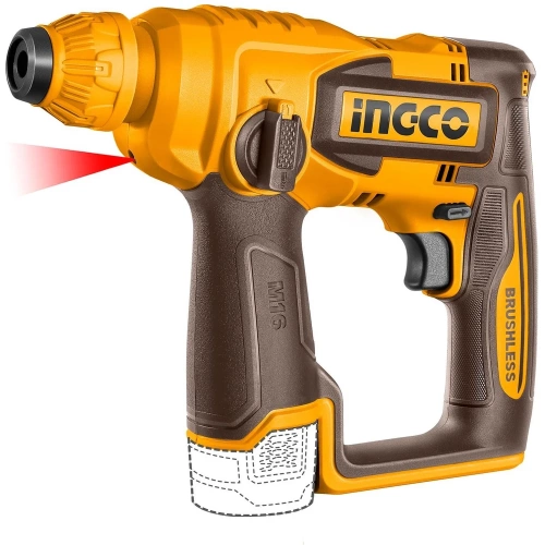 Аккумуляторный перфоратор 16В BL 1.8Дж 2хАКБ 2Ач и ЗУ   INDUSTRIAL INGCO CRHLI16168