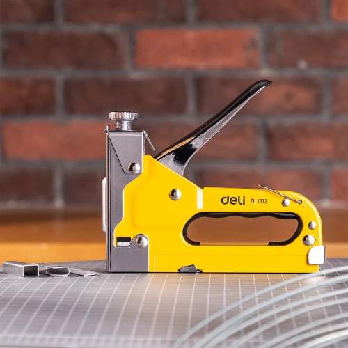 Cтроительный мебельный регулируемый металлический степлер DELI DL1313 3-в-1, скобы D/U/T-типов, 4-14 мм, 600 скоб в комплекте 98416 фото 3 Cтроительный мебельный регулируемый металлический степлер DELI DL1313 3-в-1, скобы D/U/T-типов, 4-14 мм, 600 скоб в комплекте 98416 фото 3