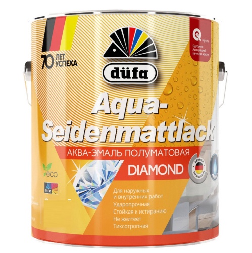 Эмаль для дерева и металла акриловая Dufa Aqua-Seidenmattlack полуматовая белая 0,75 л