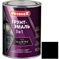 Грунт-эмаль Pufas Decoself 3 в 1 глянцевая черная 0,9 кг