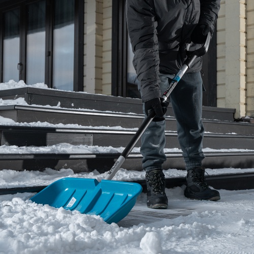 Лопата-скрепер для уборки снега, полипропилен, 550х340х1450 мм, алюминиевый черенок, ПВХ, LUXE Palisad фото 9