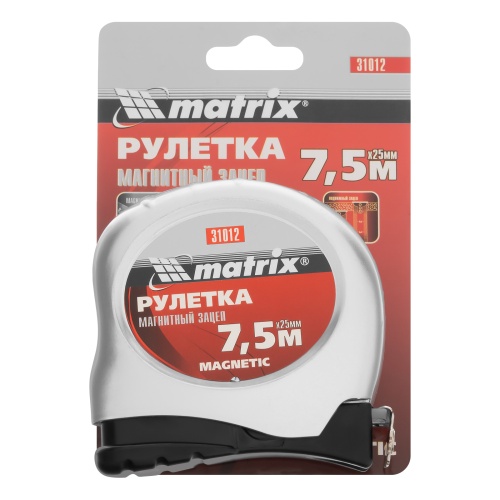 Рулетка Magnetic,7,5 м х 25 мм,магнитный зацеп Matrix фото 7