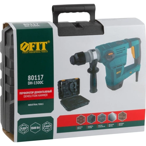 Демонтажный перфоратор FIT 3 режима, SDS-plus, БС щеток, кейс 80117 фото 5 Демонтажный перфоратор FIT 3 режима, SDS-plus, БС щеток, кейс 80117 фото 5