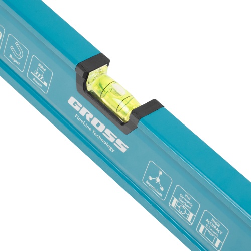 Уровень алюминиевый, магнит., фрезерованный, 3 глазка, 0,5 мм/м, 1500 мм Gross фото 4