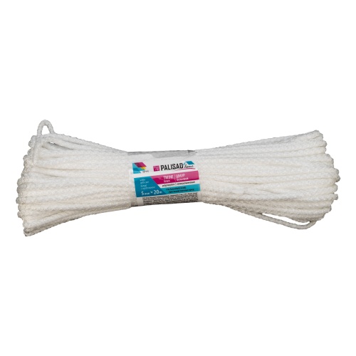 Шнур бельевой полипропиленовый с сердечником, 5 мм L 20 м, белый, Home Palisad фото 2 Шнур бельевой полипропиленовый с сердечником, 5 мм L 20 м, белый, Home Palisad фото 2