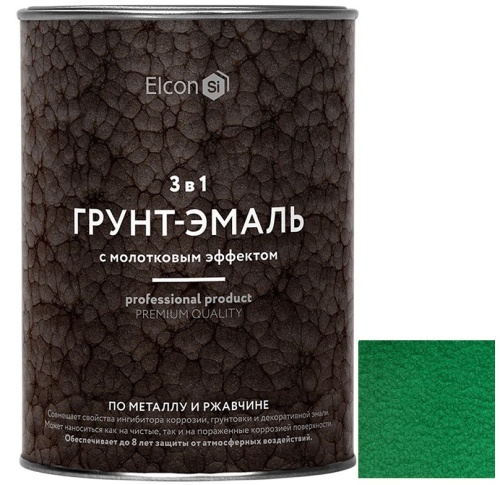 Грунт-эмаль Elcon Smith 3 в 1 с молотковым эффектом зелёная 0,8 кг