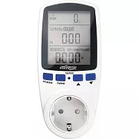 Измеритель мощности ваттметр Energenie двухтарифный, ЖК-дисплей 2.8″, русифицирован, белый EHB12-1