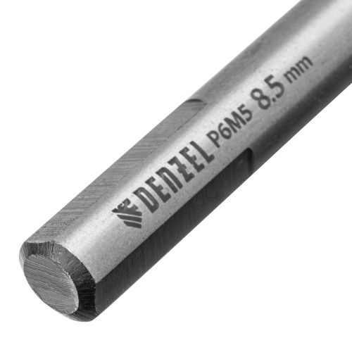Сверло спиральное по металлу 8,5 x 117мм, Р6М5, Golden Tip, многогранная заточка Denzel фото 4 Сверло спиральное по металлу 8,5 x 117мм, Р6М5, Golden Tip, многогранная заточка Denzel фото 4