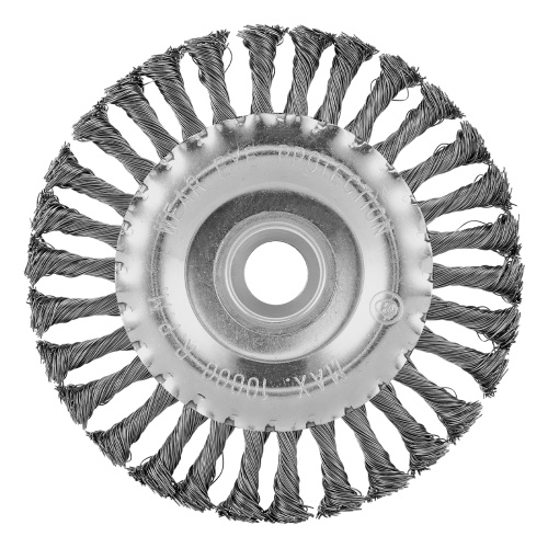 Щетка для УШМ 125 мм, посадка 22.2 мм, плоская, крученая металлическая проволока Сибртех фото 2