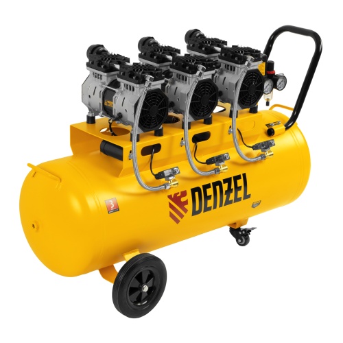 Компрессор безмасляный, малошумный DLS 1800/100,1800 Вт, 3x600, 100 л, 345 л/мин Denzel фото 2