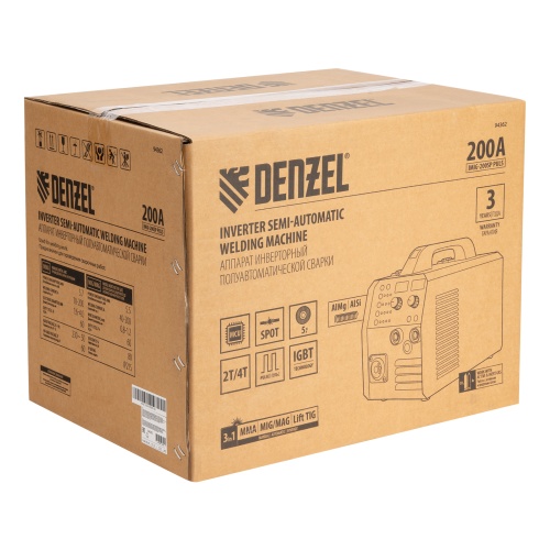 Аппарат инвертор. полуавтомат. cварки IMIG-200SP Pulse, 200 А, ПВ 60%, катушка 5 кг// Denzel фото 5