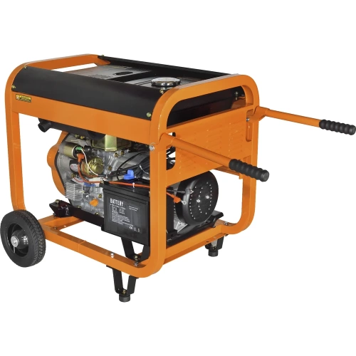 Генератор CARVER PPG- 7000DE дизель LT-186FA, 5,0/5,5кВт, 220В, бак12.5л, э/старт, колеса, медь 01.020.00023 фото 6