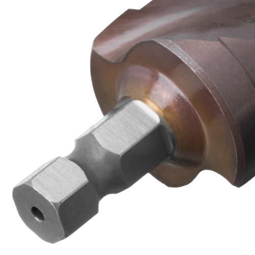 Сверло ступенчатое, 6-8-10-12-14-16-18-20-22-24-26-28-30мм, Р6М5К5, 6-гр. хвостовик Denzel фото 5