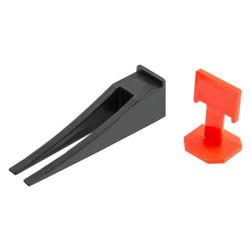 Система выравнивания плитки (СВП) комплект: зажимы, клинья (40/40 шт) в пакете Сибртех фото 4