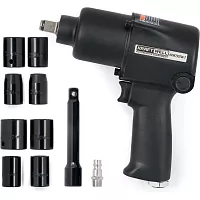 Пневматический ударный гайковерт KraftWell 1/2 с комплектом ударных головок, 780 Нм KRW750IW-T